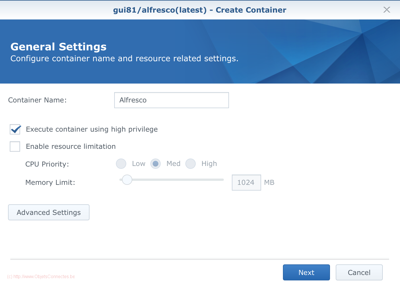 Synology DiskStation Docker General Settings