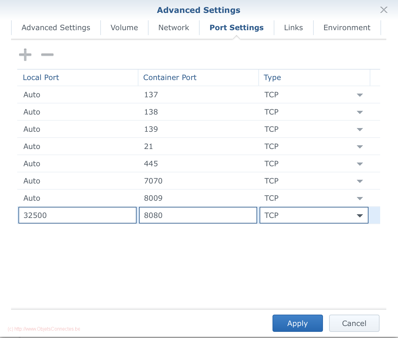 Synology DiskStation Docker Port Settings