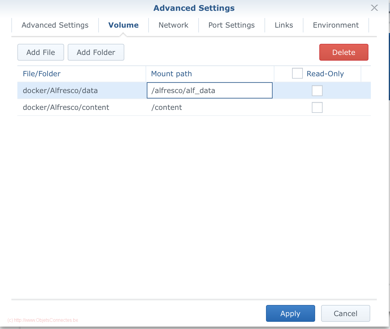 Synology DiskStation Docker Volume