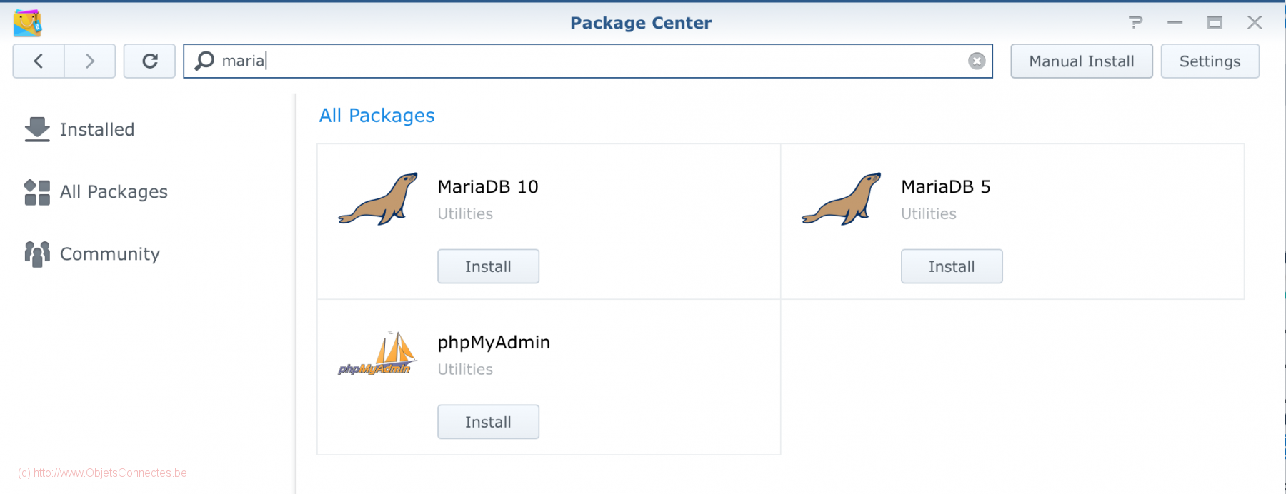 Synology DiskStation Maria DB Install