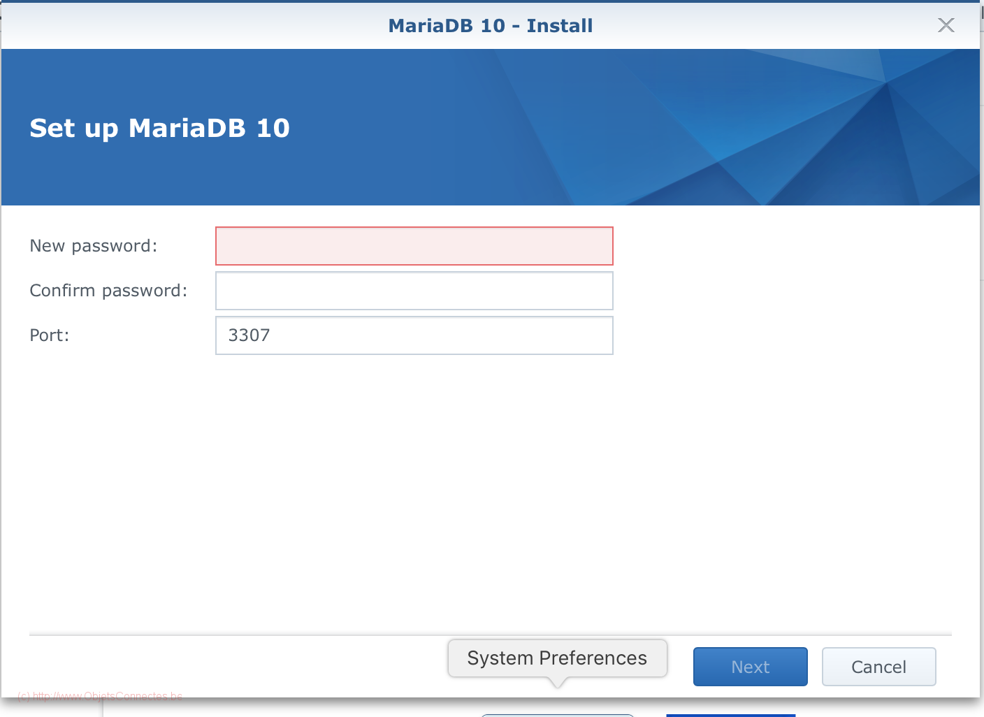 Synology DiskStation Maria DB Password