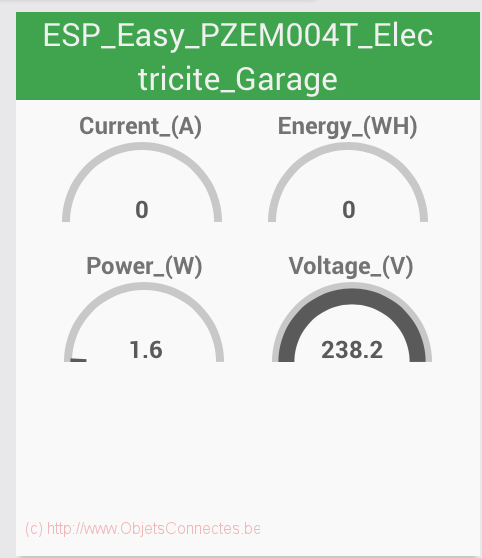 ESPEasy - PZEM004T - Configuration - Jeedom - Dashboard