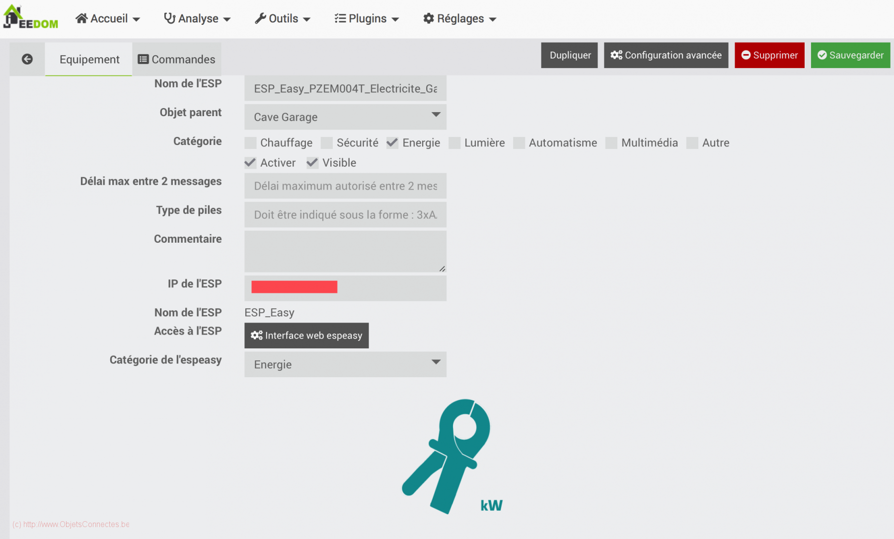 ESPEasy - PZEM004T - Configuration - Jeedom