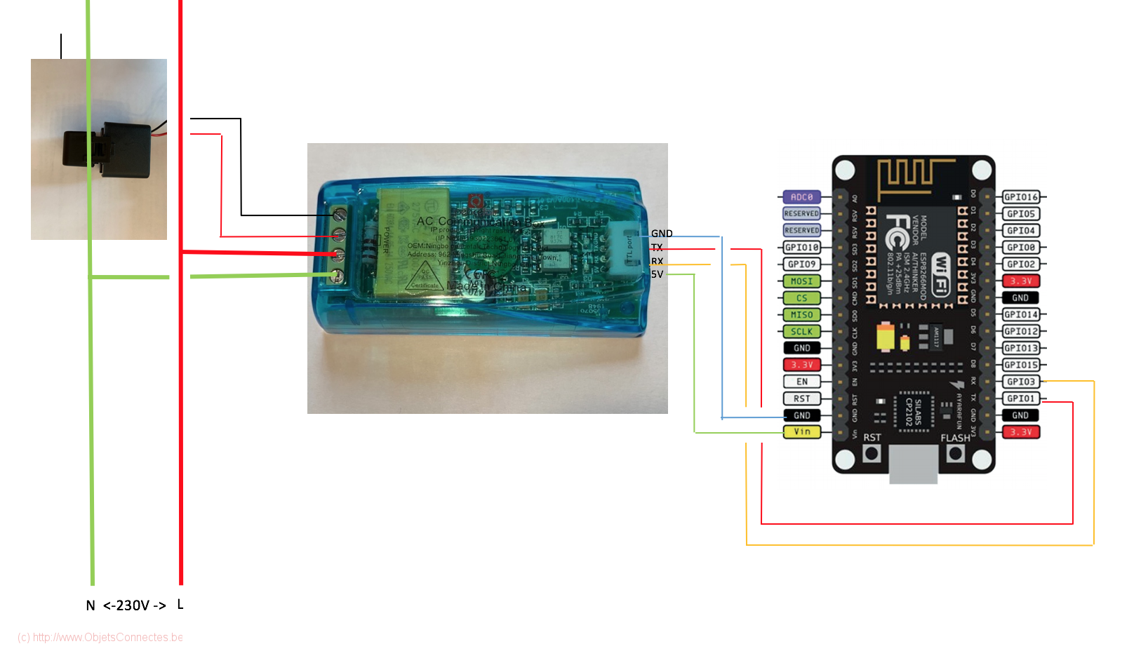 PZEM-004T Mon schema branchement