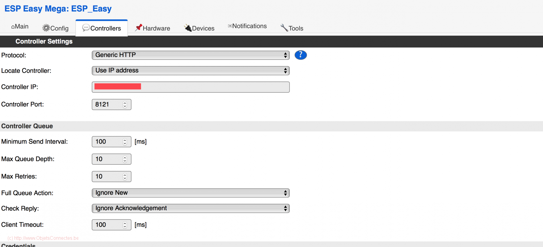 EspEasy Controleurs Config 21