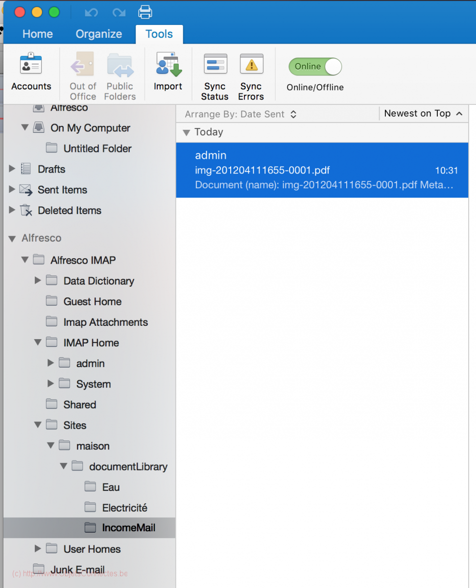 Folders IMAP dans Outlook