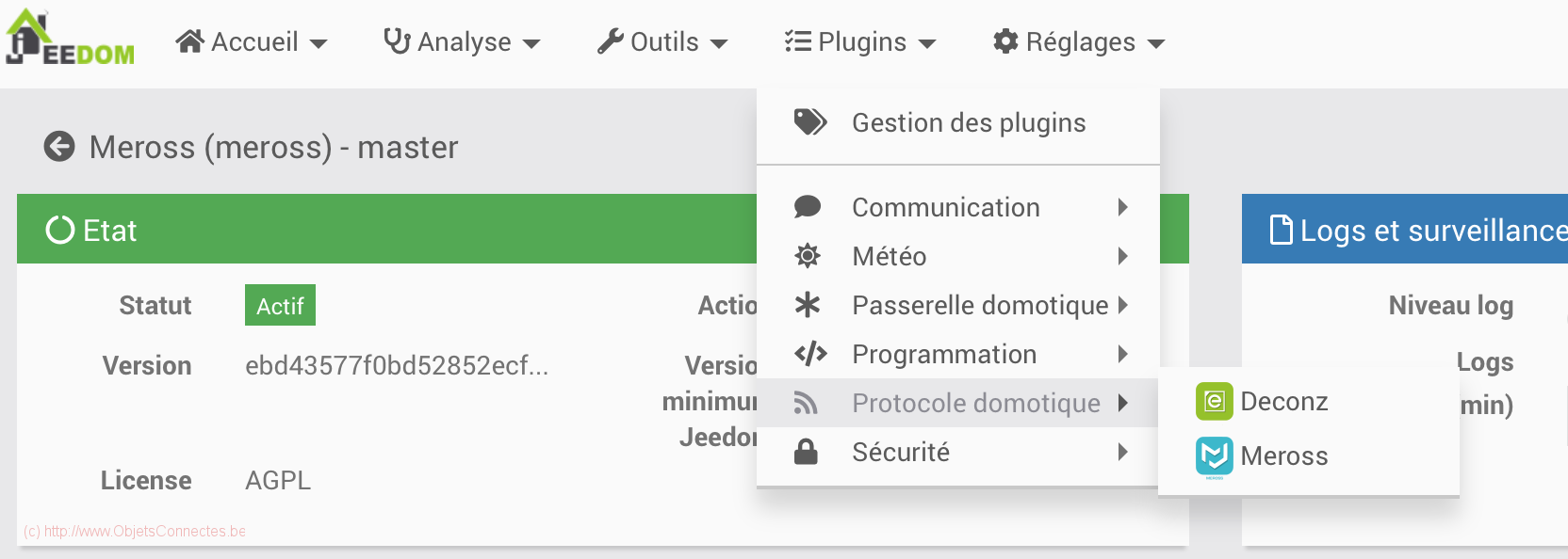 Plugin Meross Jeedom -