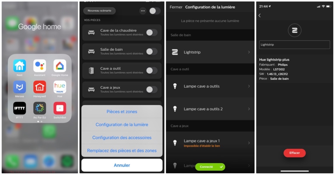 Deux ponts Philips Hue - Effacer les lampes Hue